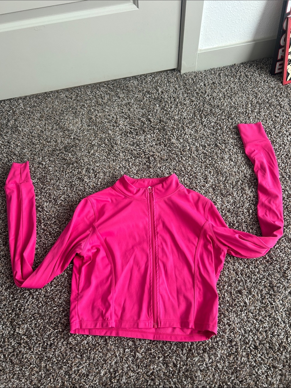 Women's Hot Pink Long Sleeve Zip-Front Performance Tee